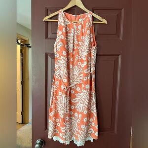Orange and White Island flower mini dress